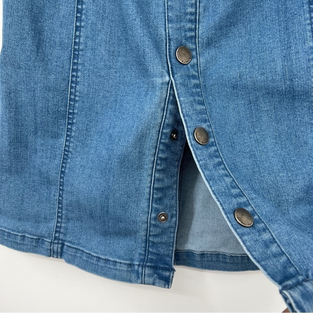 Rachel Rachel Roy Medium Blue Wash Button Placket A-Line Mini Denim Jean Skirt - Picture 8 of 13